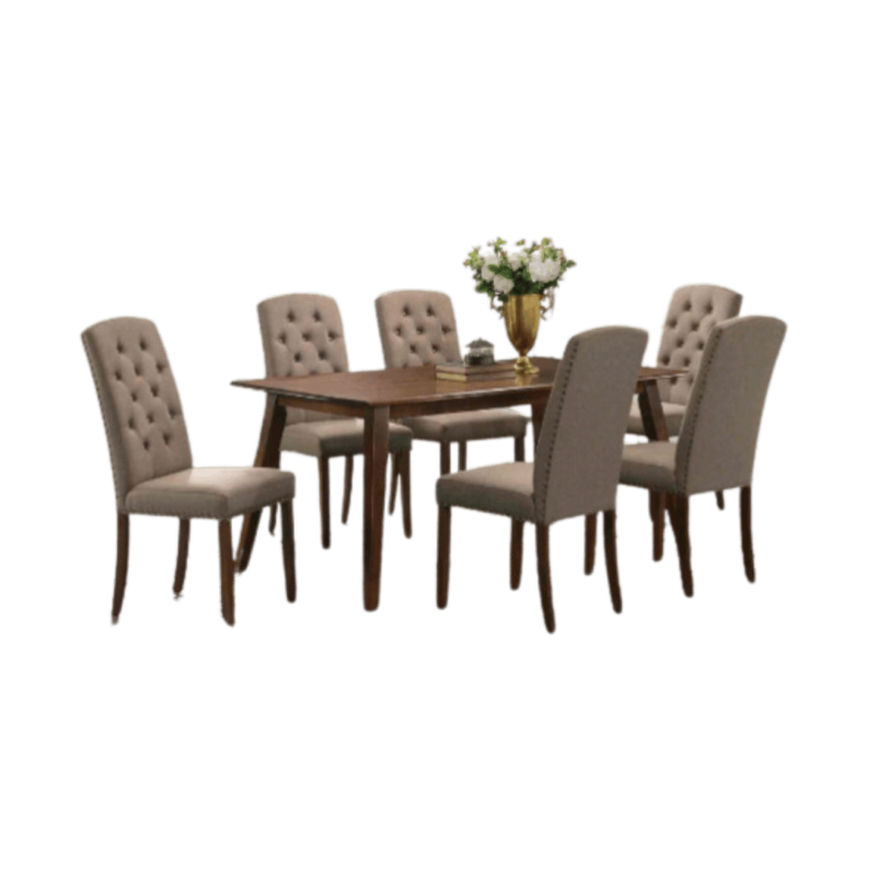Evora 6-Seater Dining Set, showcasing its modern design and spacious seating, perfect for family meals and gatherings.