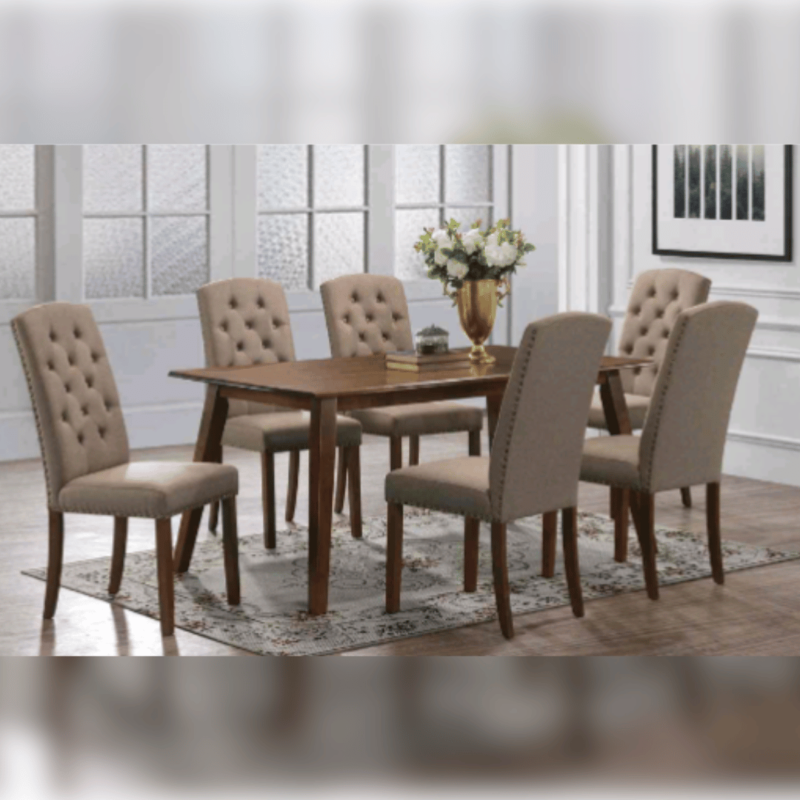 Evora 6-Seater Dining Set, showcasing its modern design and spacious seating, perfect for family meals and gatherings.