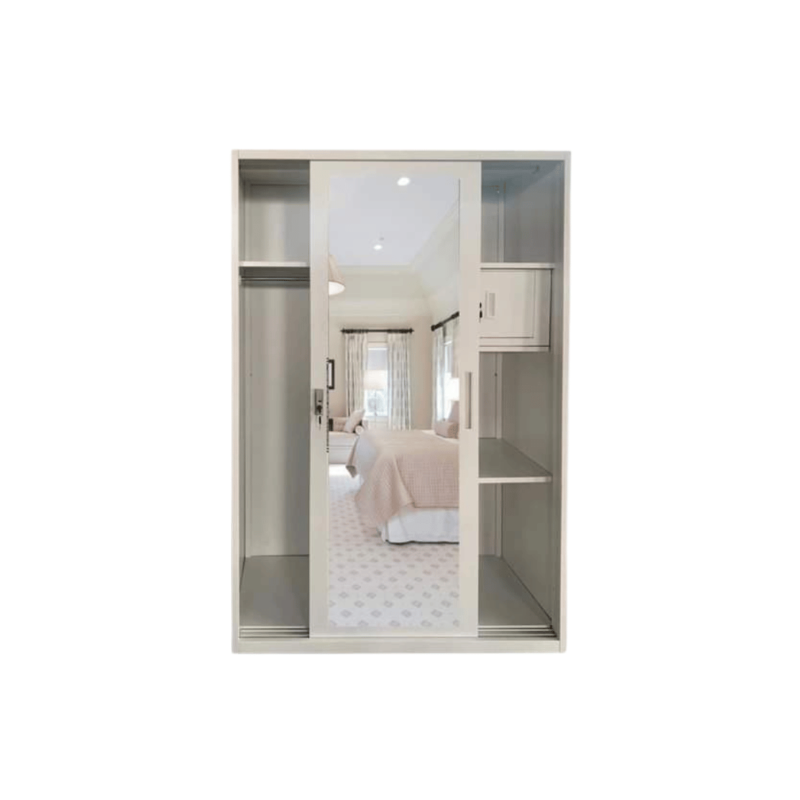 Fame Metal Sliding Wardrobe, showcasing its sleek metal construction and spacious storage, ideal for modern bedrooms.