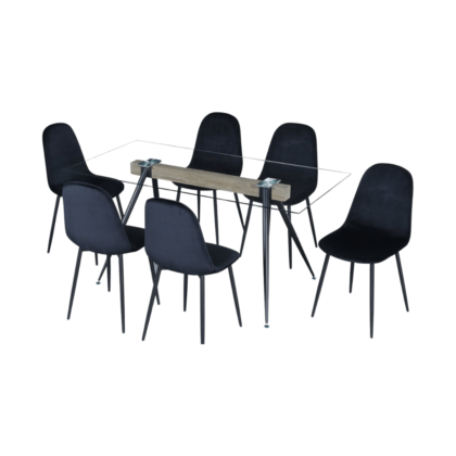 Image of the Santiago 6-Seater Dining Set, showcasing its elegant design and spacious seating, perfect for family gatherings and dinner parties.