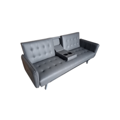 Sofa-Bed with Cup Holder Leatherette, showcasing its versatile design and practical cup holder feature, perfect for small spaces.