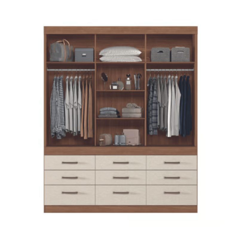 Cassiah 3 Door Sliding Wardrobe with 9 Drawers - Modern and Spacious Design