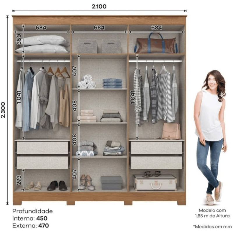 Ruthy 6 Door Wardrobe - Spacious and Elegant Wardrobe Design