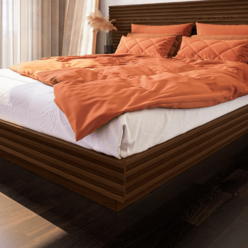 Samba Queen Size Bed Frame with Side Table - Modern and Functional Bedroom Set