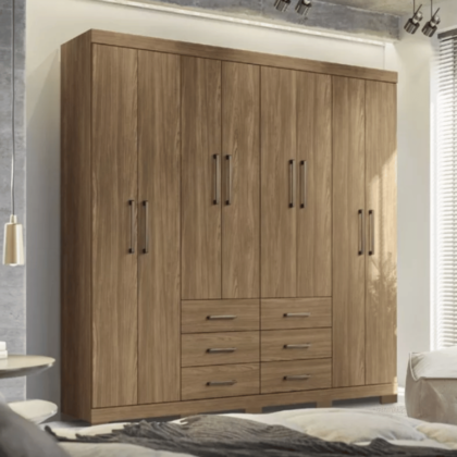 Image of the Woodburn 8 Door and 6 Drawers Wardrobe, featuring a modern design and ample storage space.