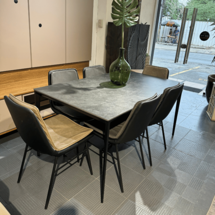 Image of the Bruno 6 Seater Dining Set, showcasing its modern design and comfortable seating for six people.